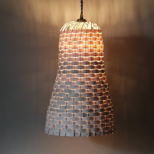 Abat-jour en rotin et bois couleur naturel hauteur 46cm – Image 2