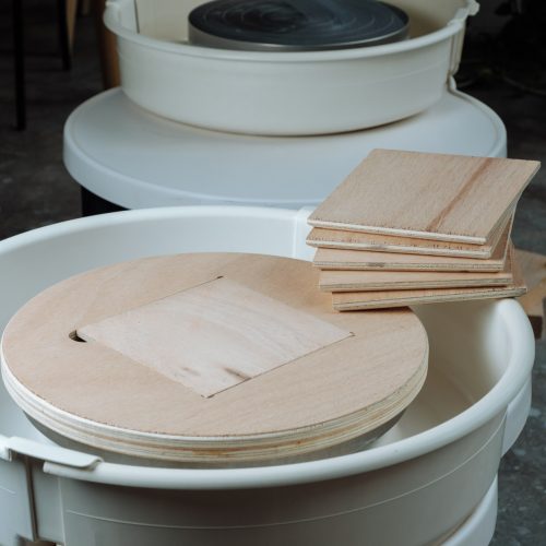rondeau 30cm en contreplaqué 10mm exterieur + insert carré 15x15cm